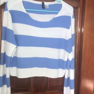 Blue and white striped cropped H&M sweater